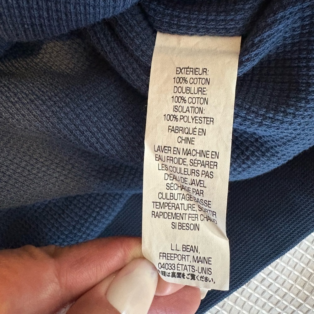 L.L. Bean Quilted Cotton Zip Jacket Blue Large Regular - Picture 9 of 14